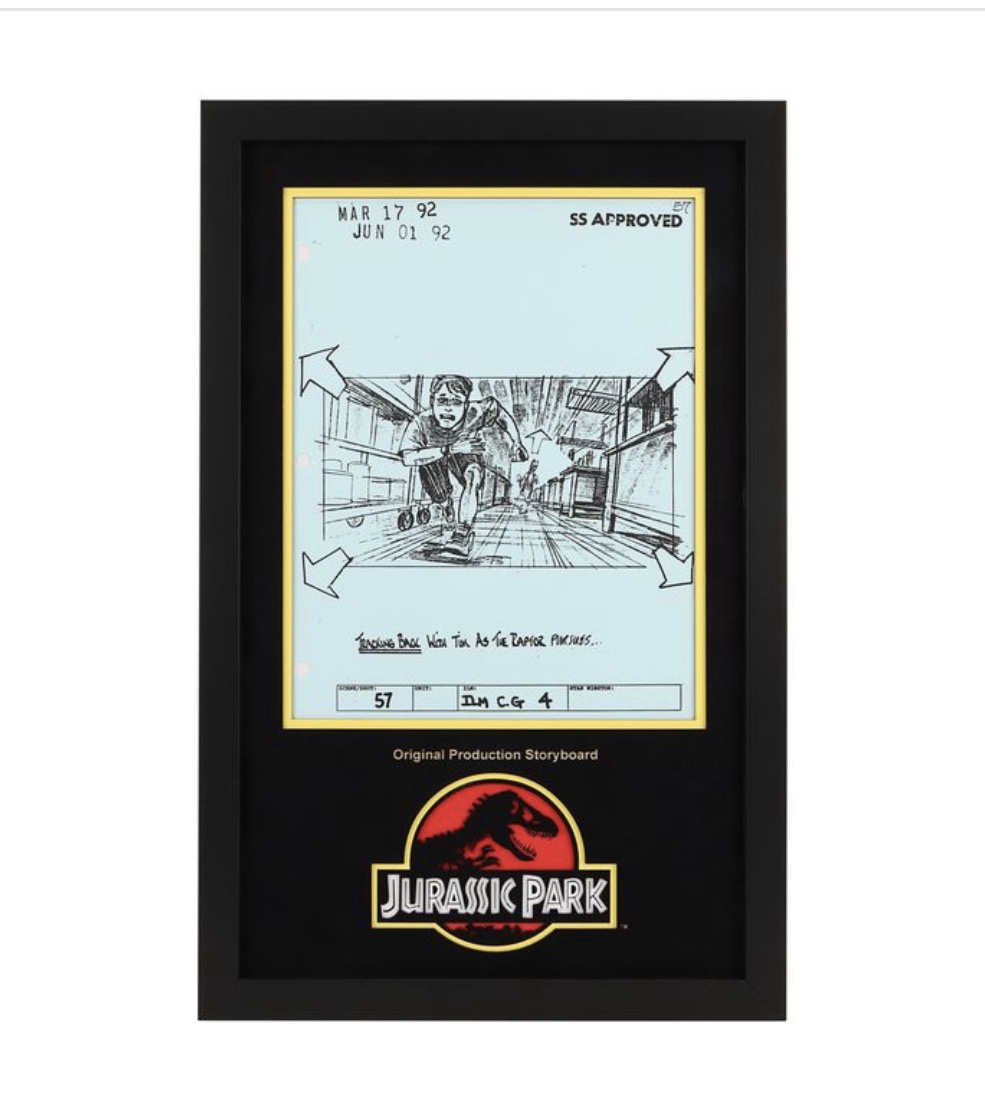 JURASSIC PARK (1993)Original Production-Used Storyboard - Raptors Pursue Tim